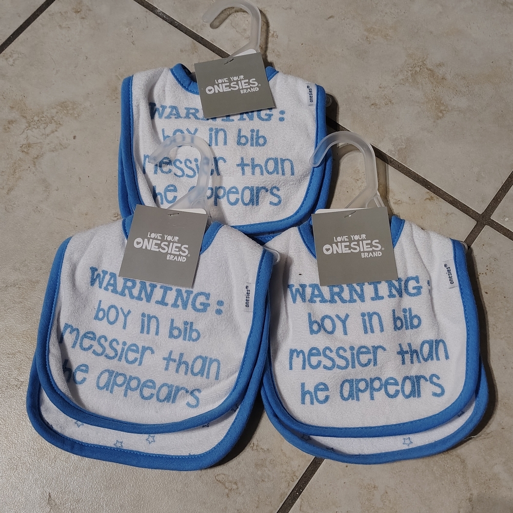 Blue and White Baby Bib Set